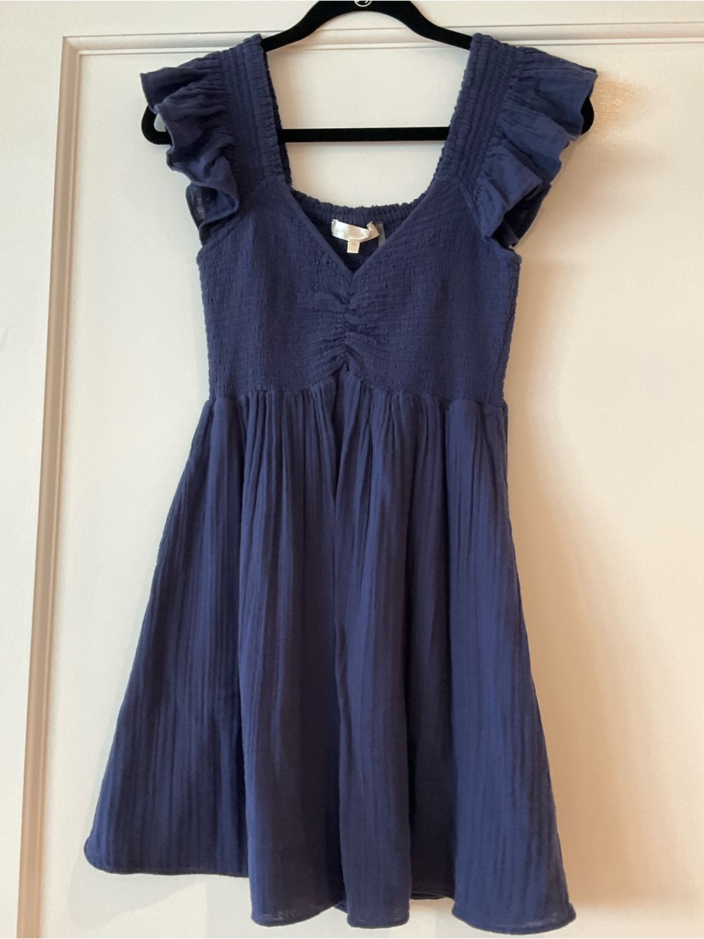 LoveShackFancy Girls Indigo Ruffle-Shoulder Cotton Dress
